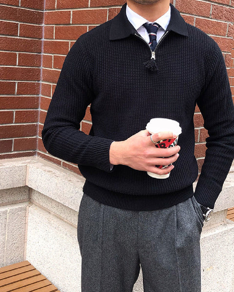 Quarter-Zip Polo Knitted Jumper