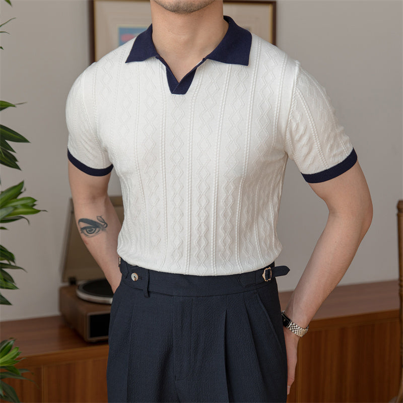 Knitted Jacquard Lapel Polo