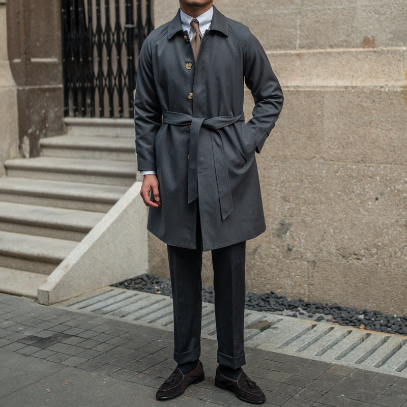 Single Breasted Wool Blend Belted Trench Coat