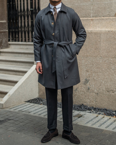 Single Breasted Wool Blend Belted Trench Coat