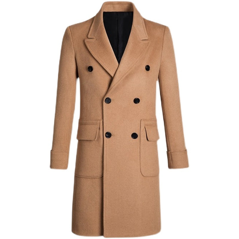 Slim Double Breasted Woolen Trench Coat