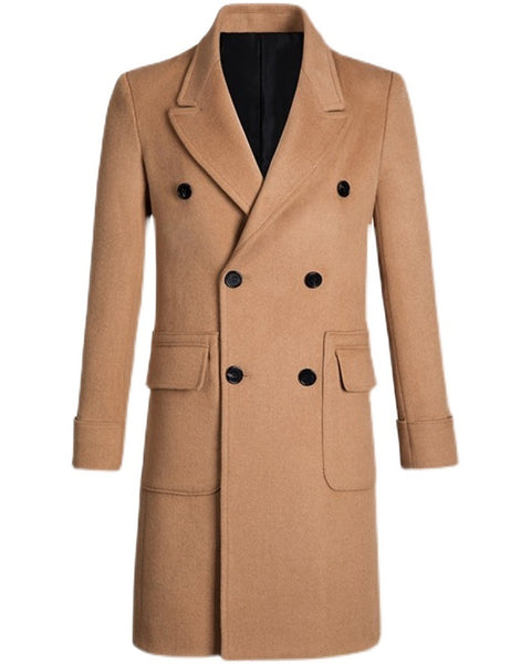 Slim Double Breasted Woolen Trench Coat