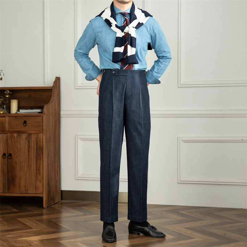 Deep Blue Cotton Trousers