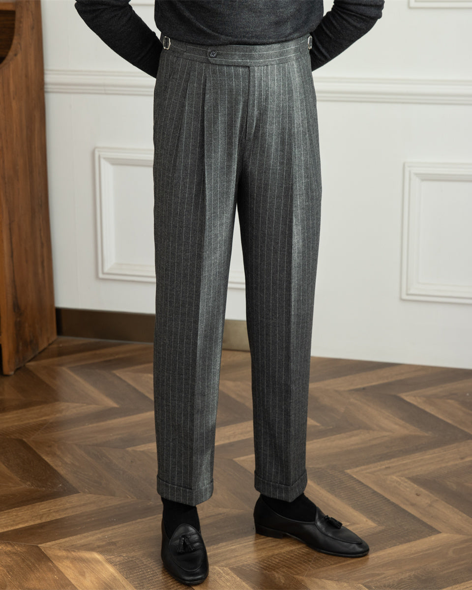 Chalk Stripe Side Adjustable Trousers