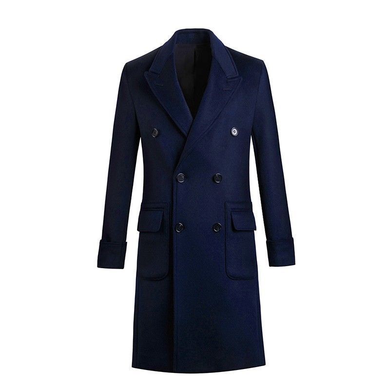 Slim Double Breasted Woolen Trench Coat