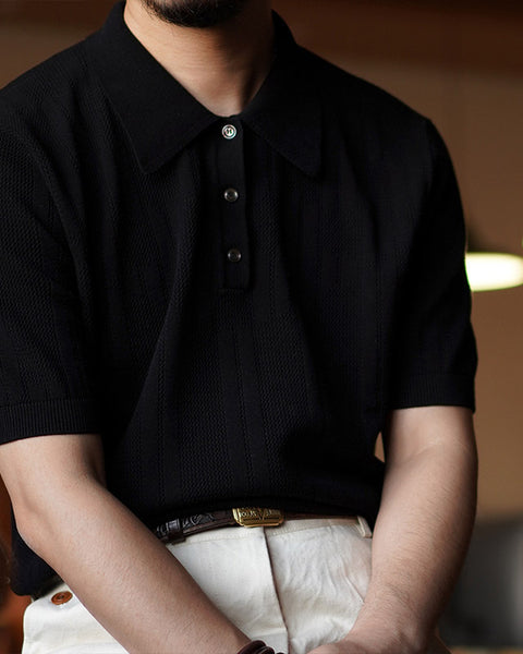 Lapel Knitted Polo Shirt