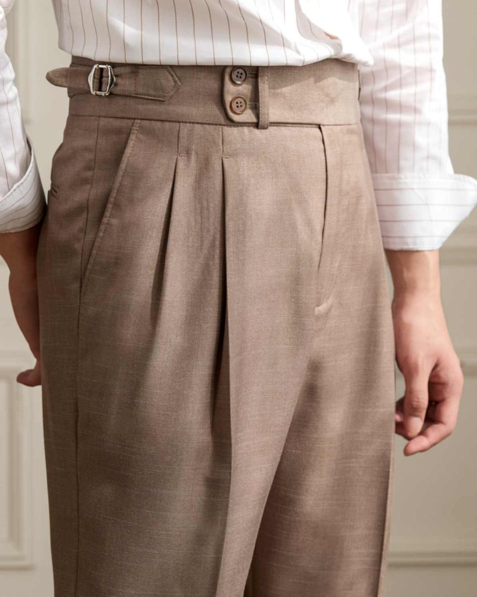 Double Pleated Straight Fit Trousers