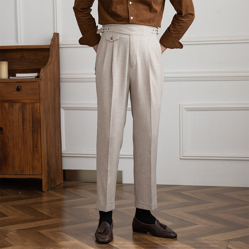 High-waisted Double Pleated Gurkha Trousers