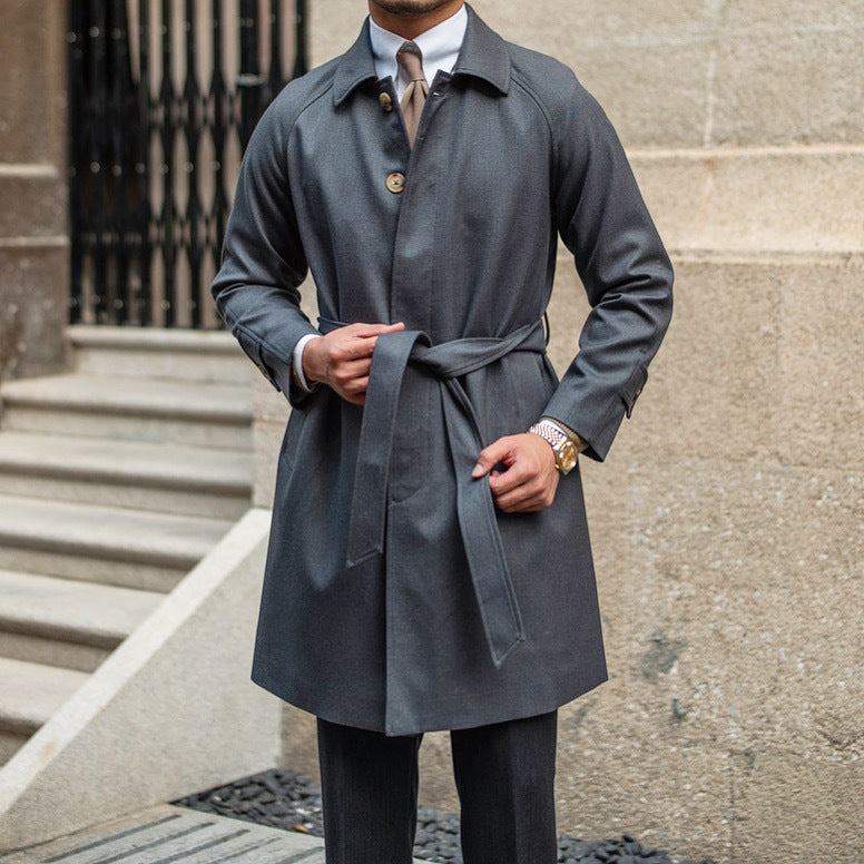 Single Breasted Wool Blend Belted Trench Coat